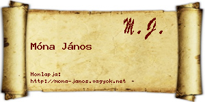 Móna János névjegykártya